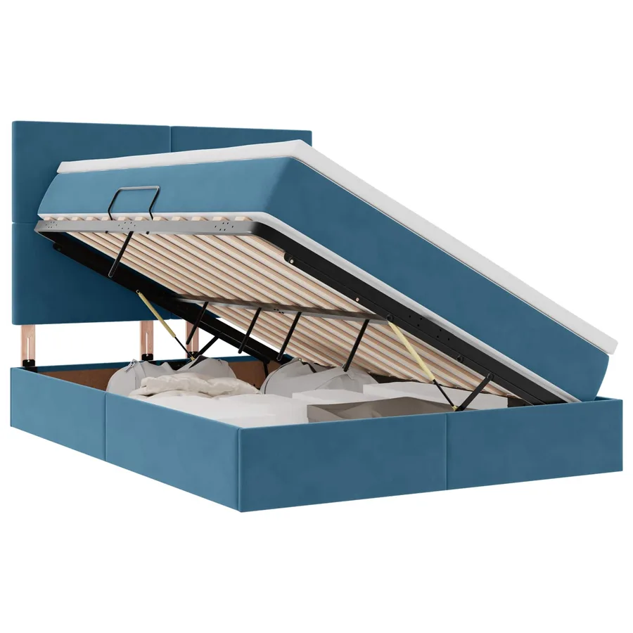Lit de rangement LED avec matelas Bleu foncé 140 x 190 cm - 2