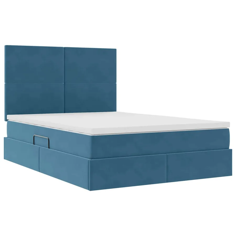 Lit de rangement LED avec matelas Bleu foncé 140 x 190 cm - 6