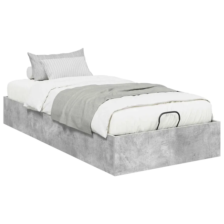 Cadre de lit ottoman Gris Béton 75,5 x 190 cm Bois d’ingénierie - 3
