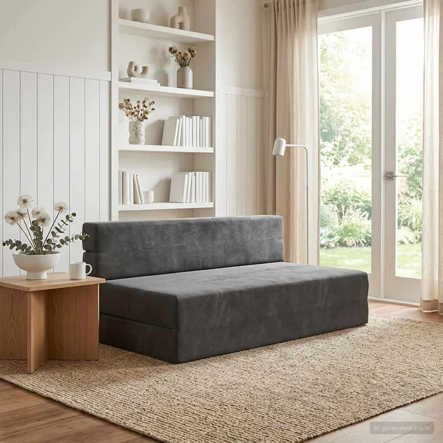 Canapé-lit pliable Gris foncé 152 x 86,5 x 60 cm Tissu