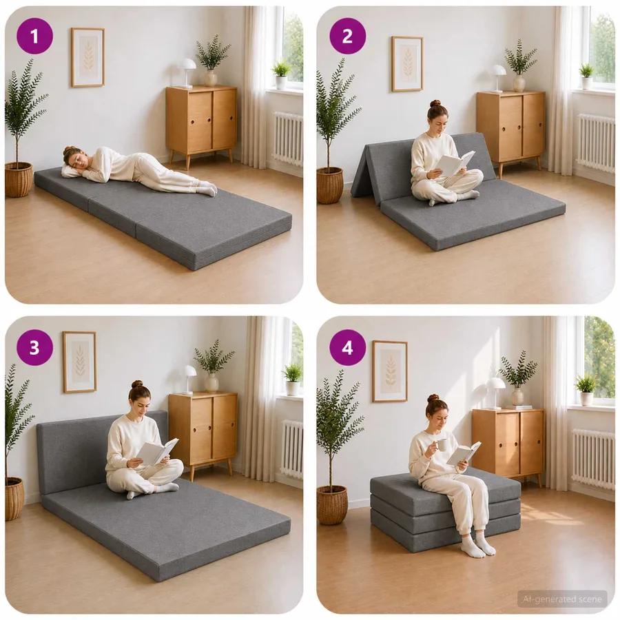 Canapé-lit pliable 90 x 67 x 45 cm Gris clair - 9