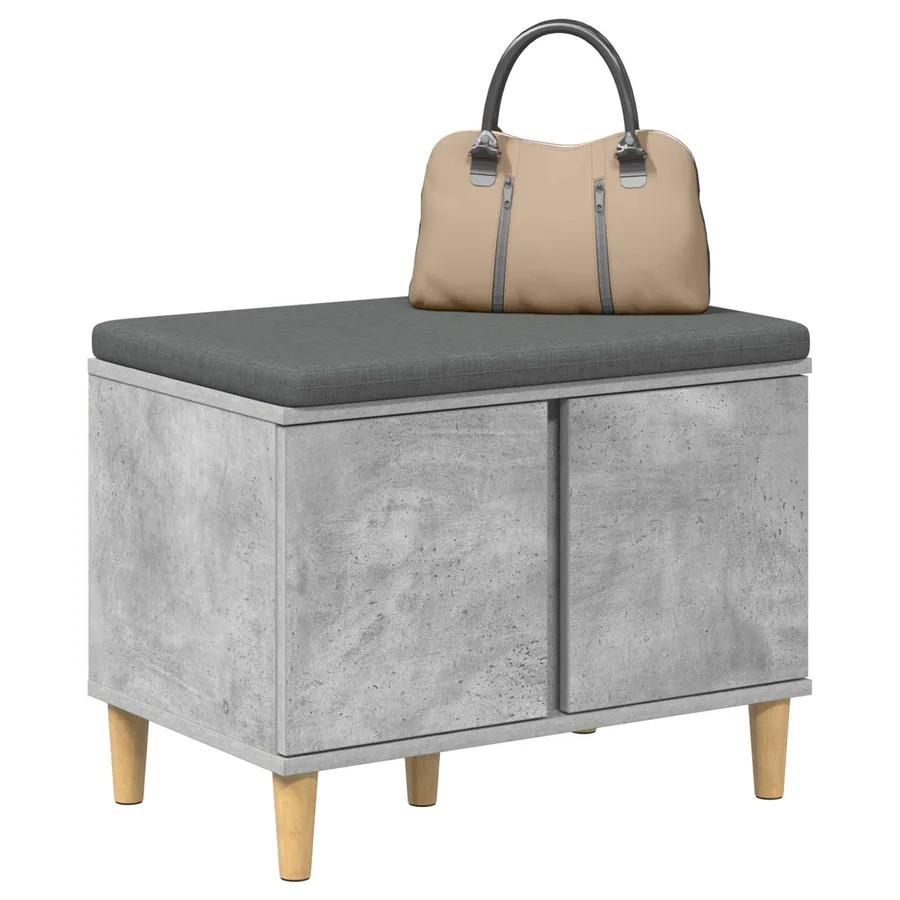 Banc d'entrée avec coussin Gris Béton 60 x 38 x 46 cm - 3