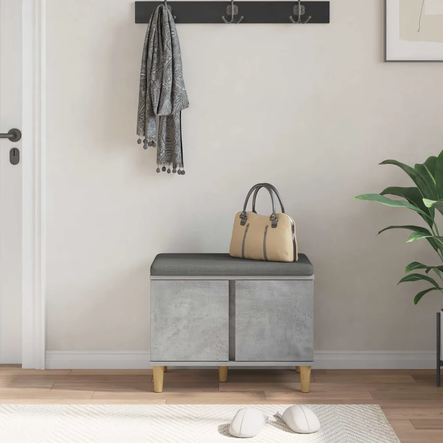 Banc d'entrée avec coussin Gris Béton 60 x 38 x 46 cm - 4