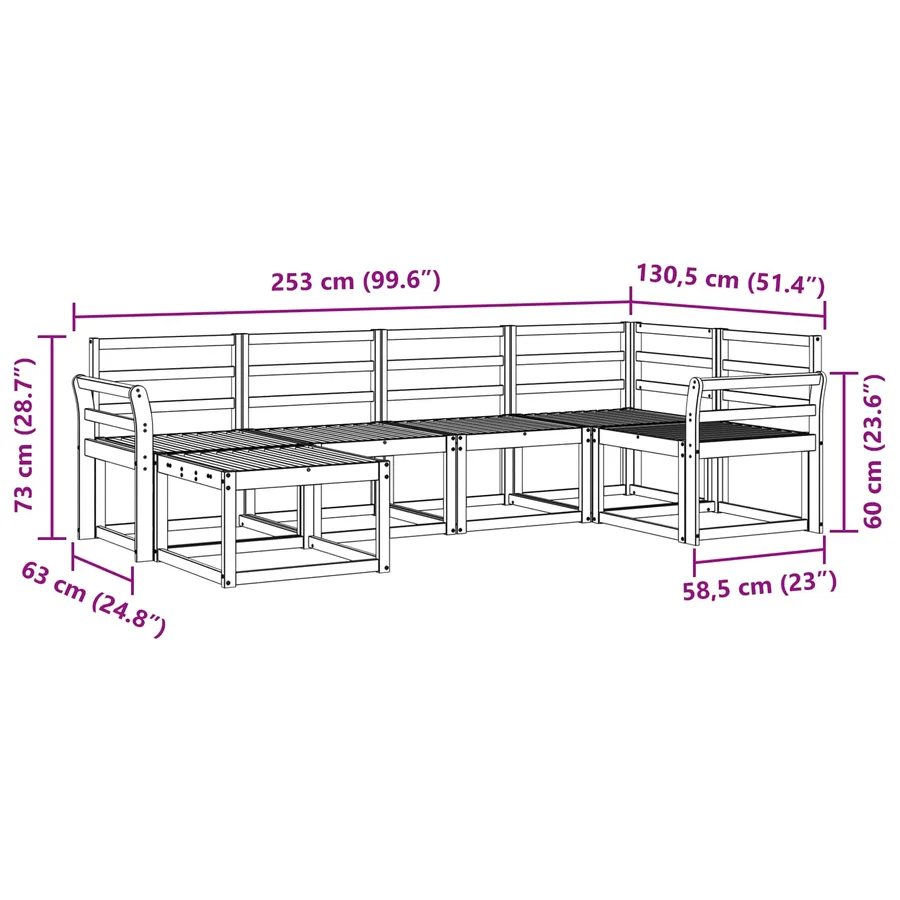 Ensemble de canapés d'extérieur 6 pcs Naturel - 9