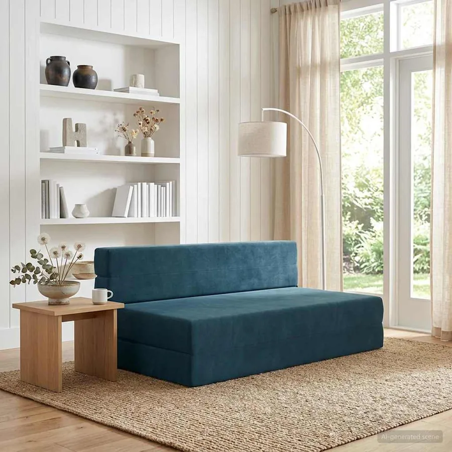 Canapé-lit pliable Bleu 152 x 86,5 x 60 cm Tissu