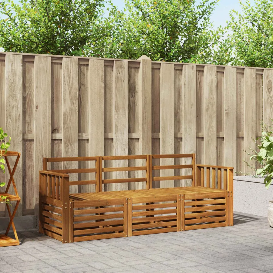 Ensembles de canapés 3 pcs Naturel Bois d'Acacia Massif