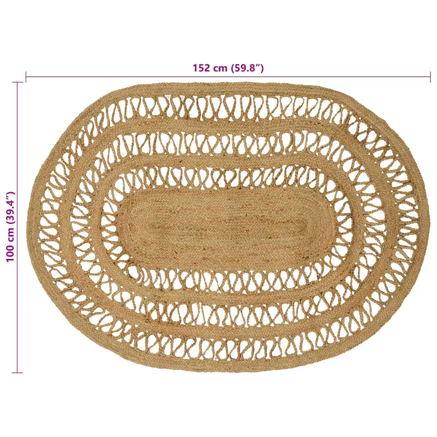Tapis de surface Naturel 100 x 152 cm Jute - 7