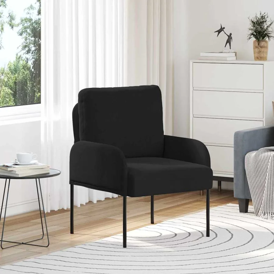 Canapés avec coussin 55cm Noir Contreplaqué