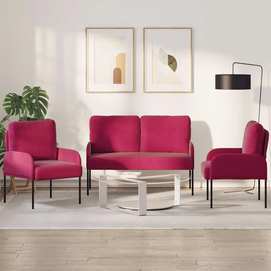 Ensembles de canapés 3 pcs Bordeaux 115 x 56 x 80 cm