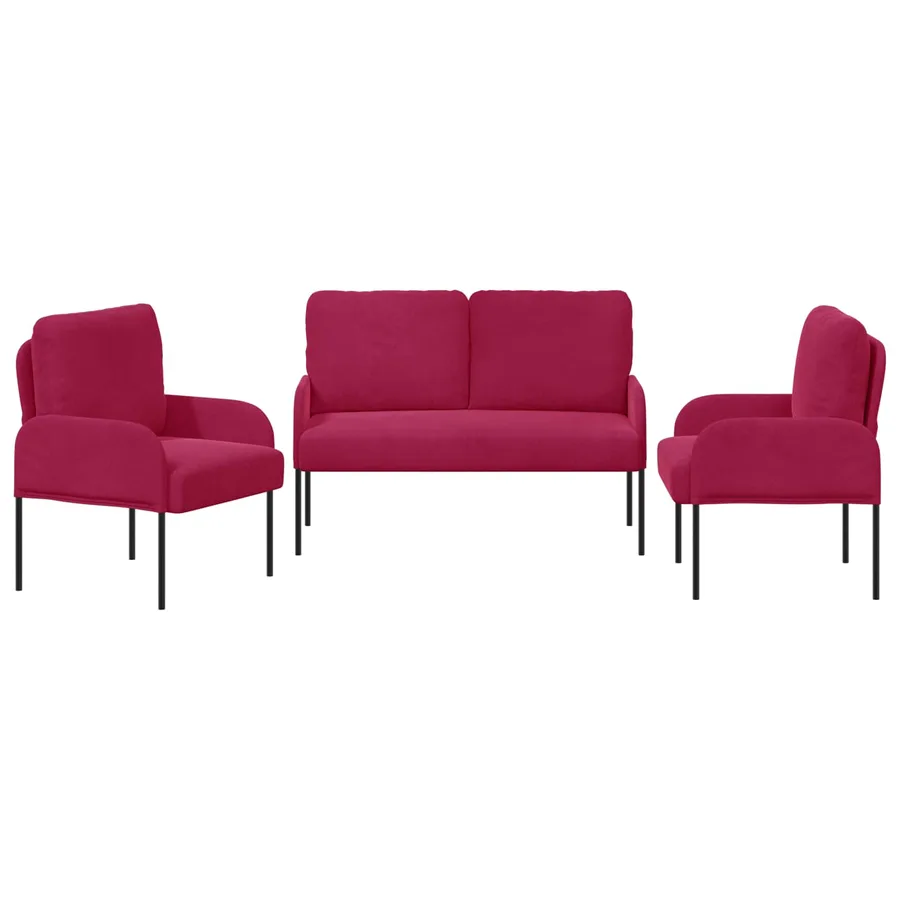 Ensembles de canapés 3 pcs Bordeaux 115 x 56 x 80 cm - 6