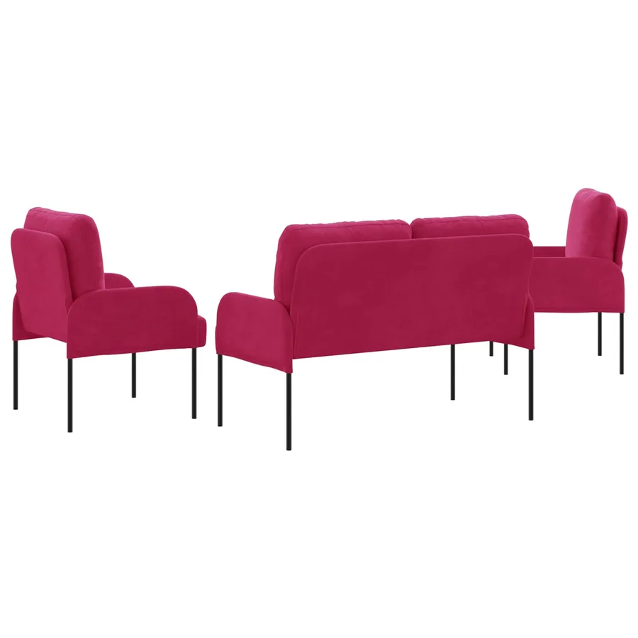 Ensembles de canapés 3 pcs Bordeaux 115 x 56 x 80 cm - 7