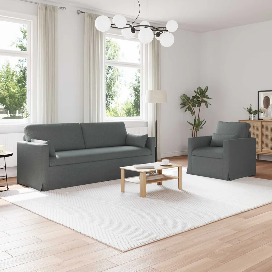 Ensemble de Canapés 2 pcs Gris foncé 198 x 78 x 80 cm tissu
