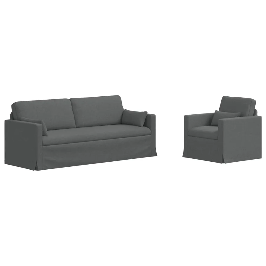 Ensemble de Canapés 2 pcs Gris foncé 198 x 78 x 80 cm tissu - 2