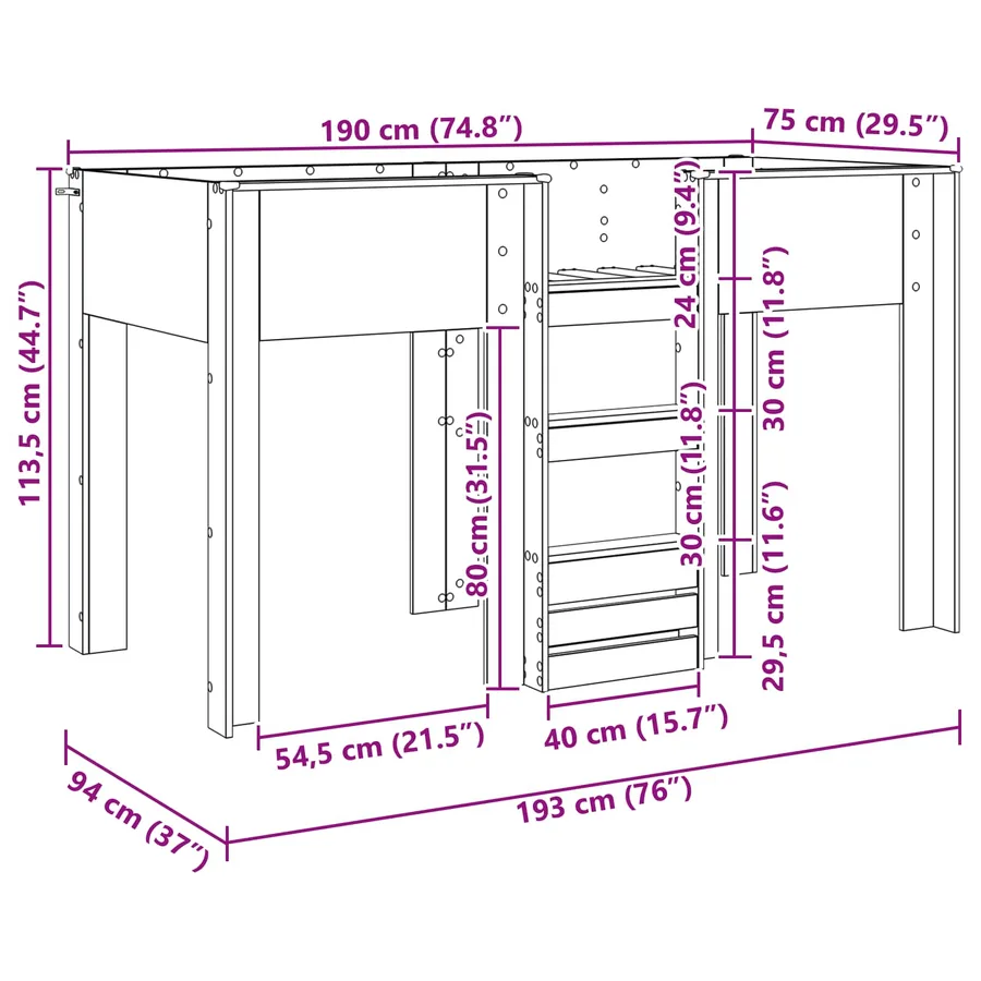 Lit Superposé pour Enfants Chêne Sonoma 75 x 190 cm - 10