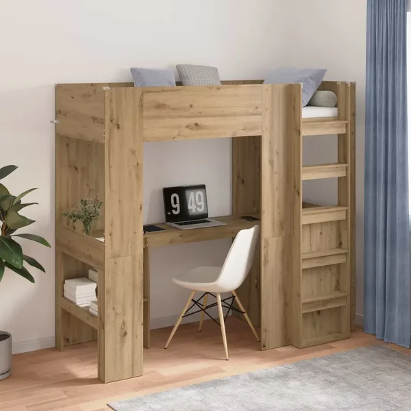 Cadre de lit superposé avec bureau Chêne artisanal 75 x 190 cm