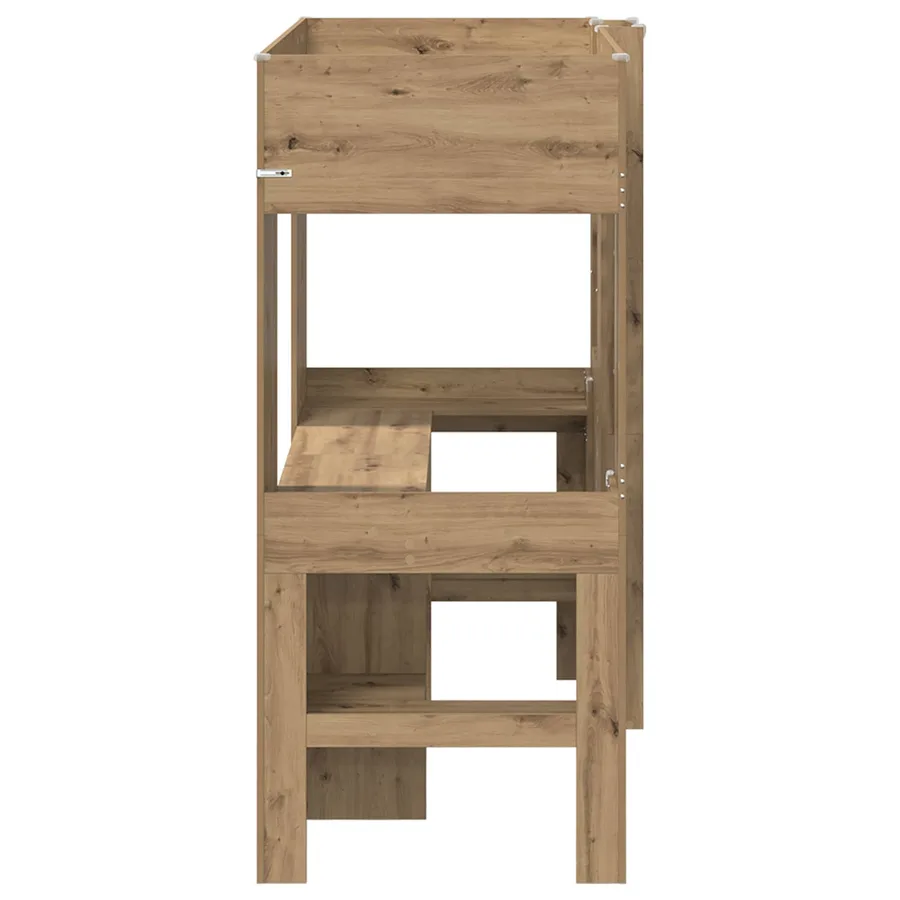 Cadre de lit superposé avec bureau Chêne artisanal 75 x 190 cm - 6
