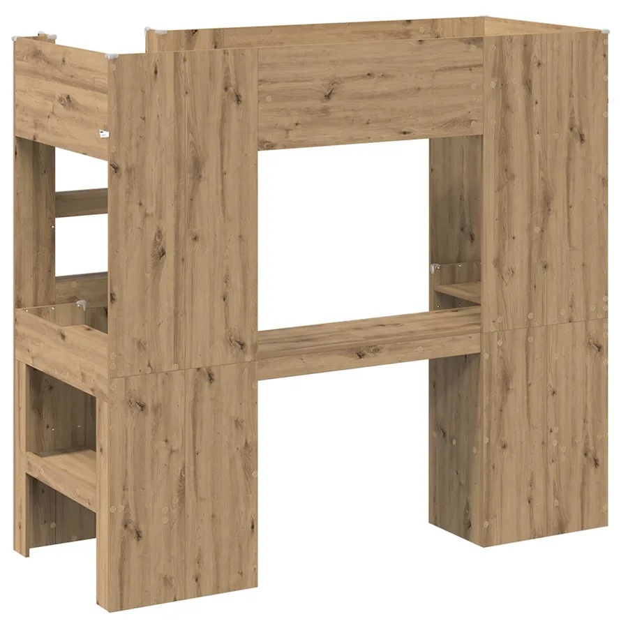 Cadre de lit superposé avec bureau Chêne artisanal 75 x 190 cm - 7
