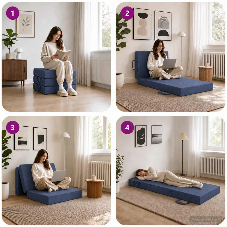 Canapé-lit pliable 75 x 67 x 45 cm Bleu - 9