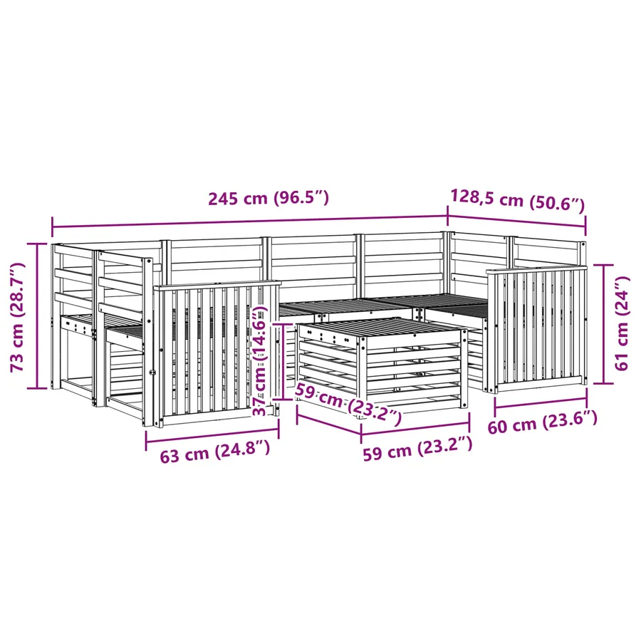 Ensemble de canapés d'extérieur 7 pcs Naturel - 8