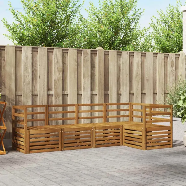 Ensemble de canapé d'angle 5 pcs Naturel Bois d'Acacia Massif