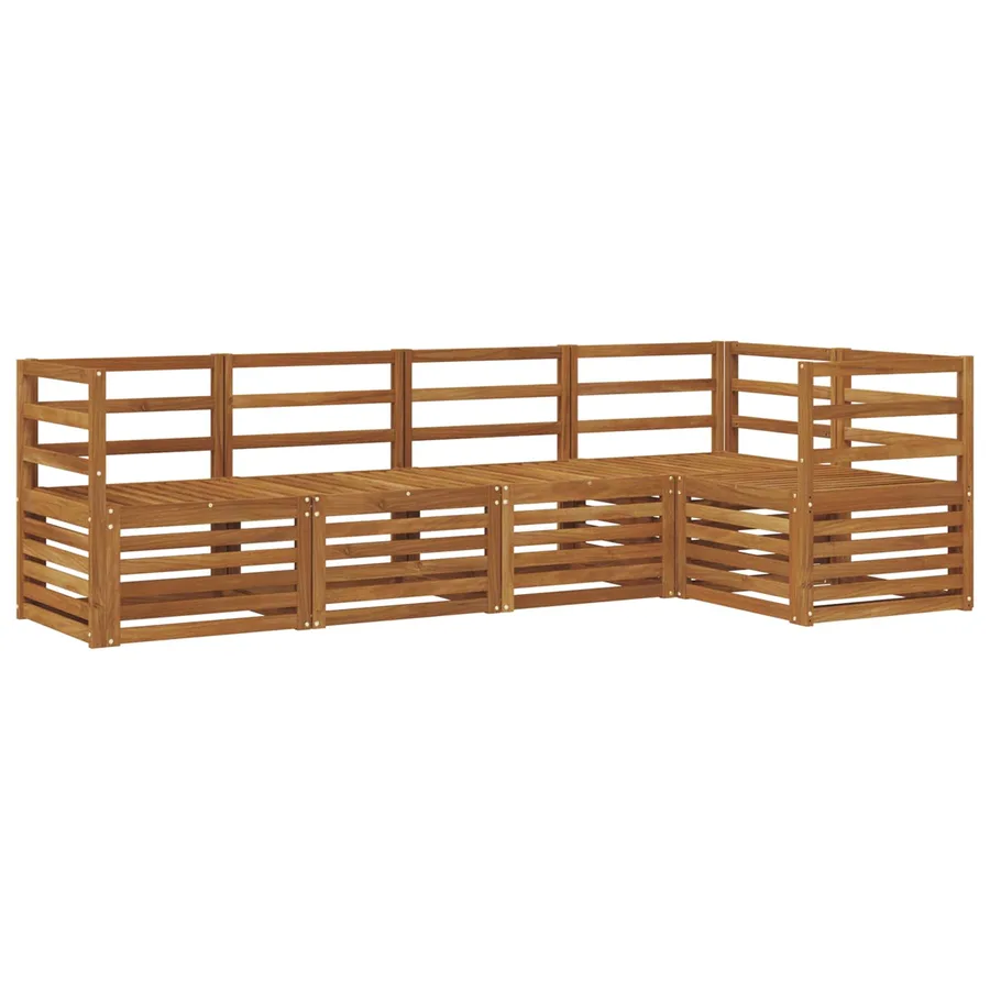 Ensemble de canapé d'angle 5 pcs Naturel Bois d'Acacia Massif - 2