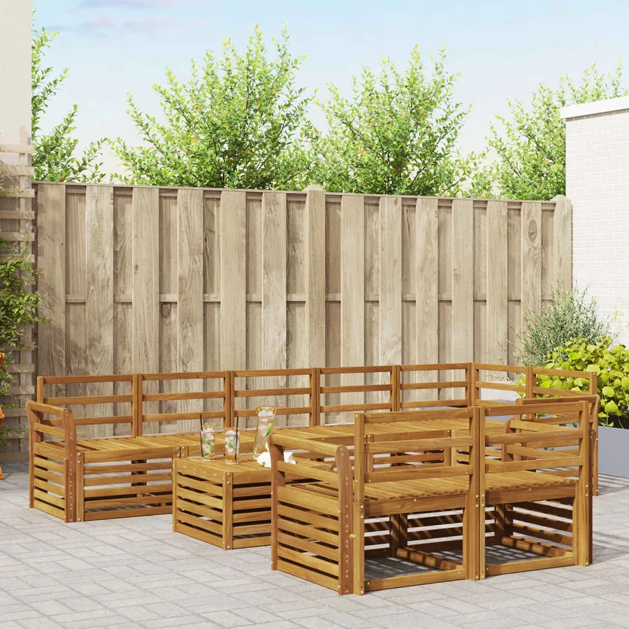 Ensembles de canapés 9 pcs Naturel Bois d'Acacia Massif