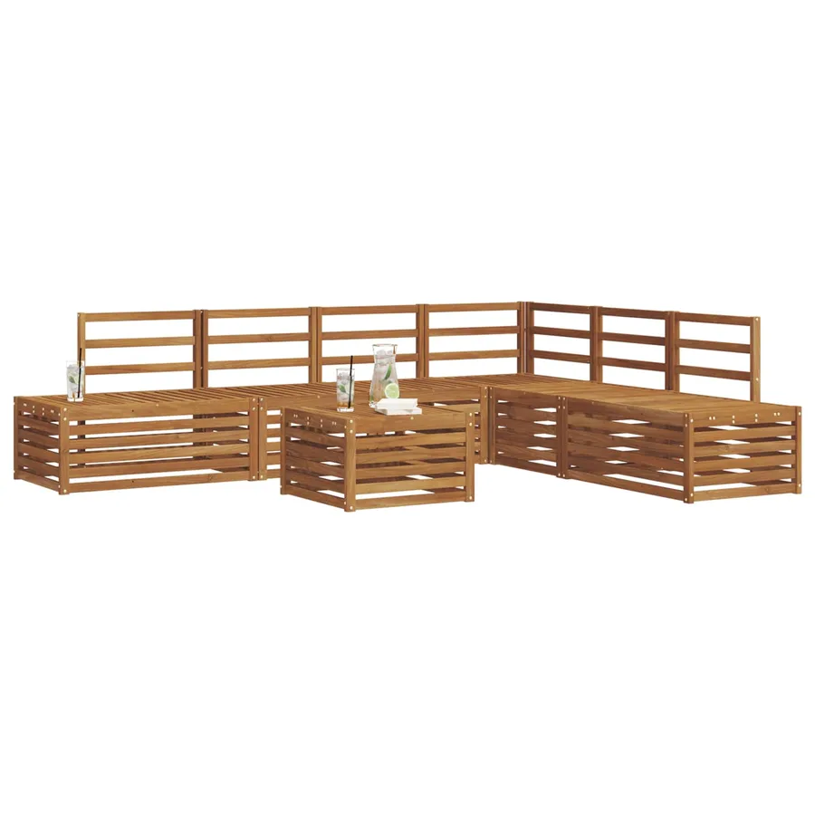 Ensemble de canapés d'extérieur 7 Pièce Naturel - 3