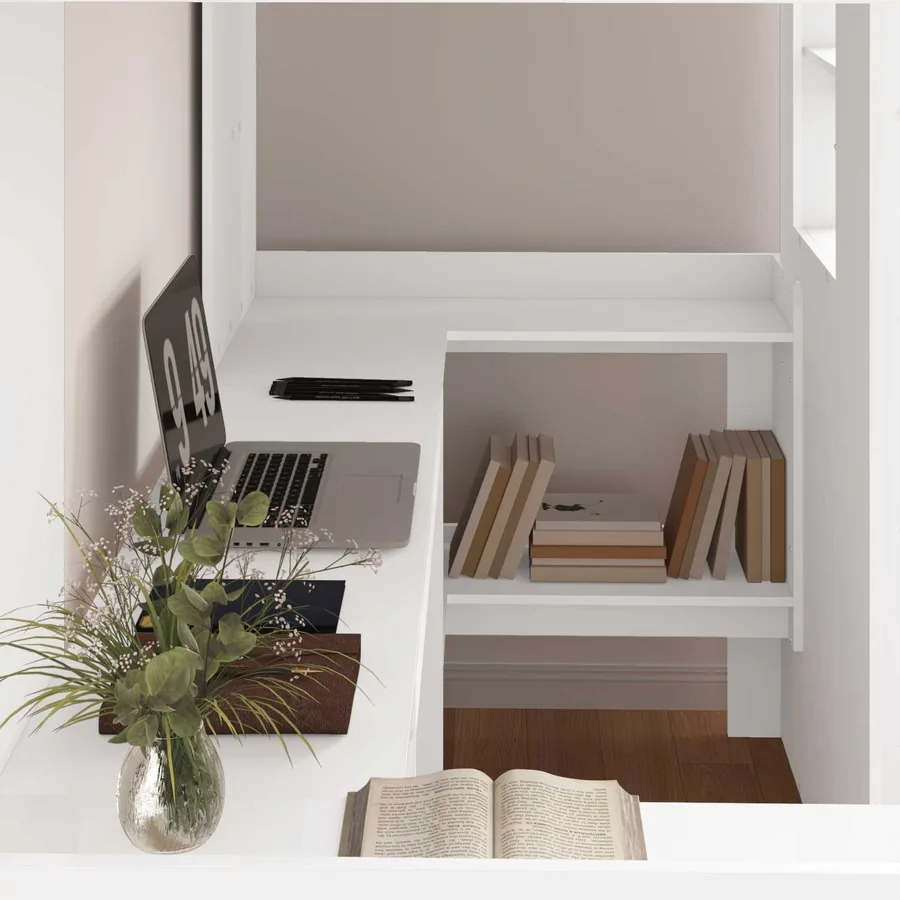 Cadre de lit superposé avec bureau Blanc 80 x 200 cm - 3
