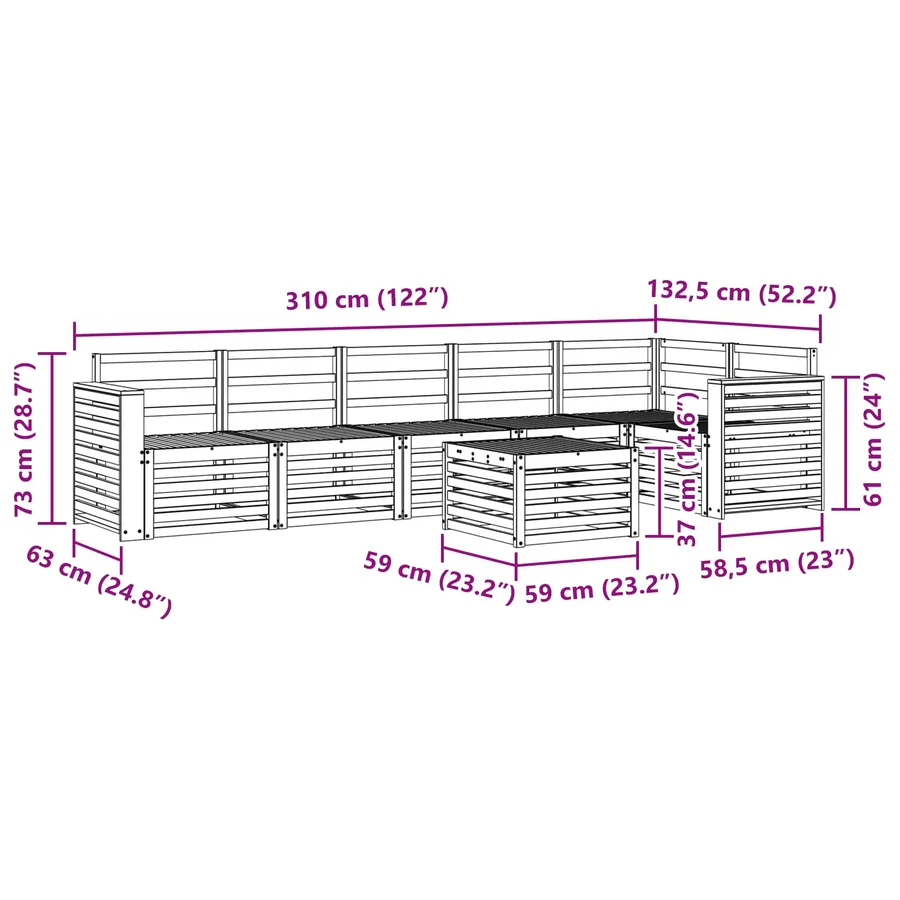 Ensemble de canapé d'angle 7 pcs Naturel Bois d'Acacia Massif - 11