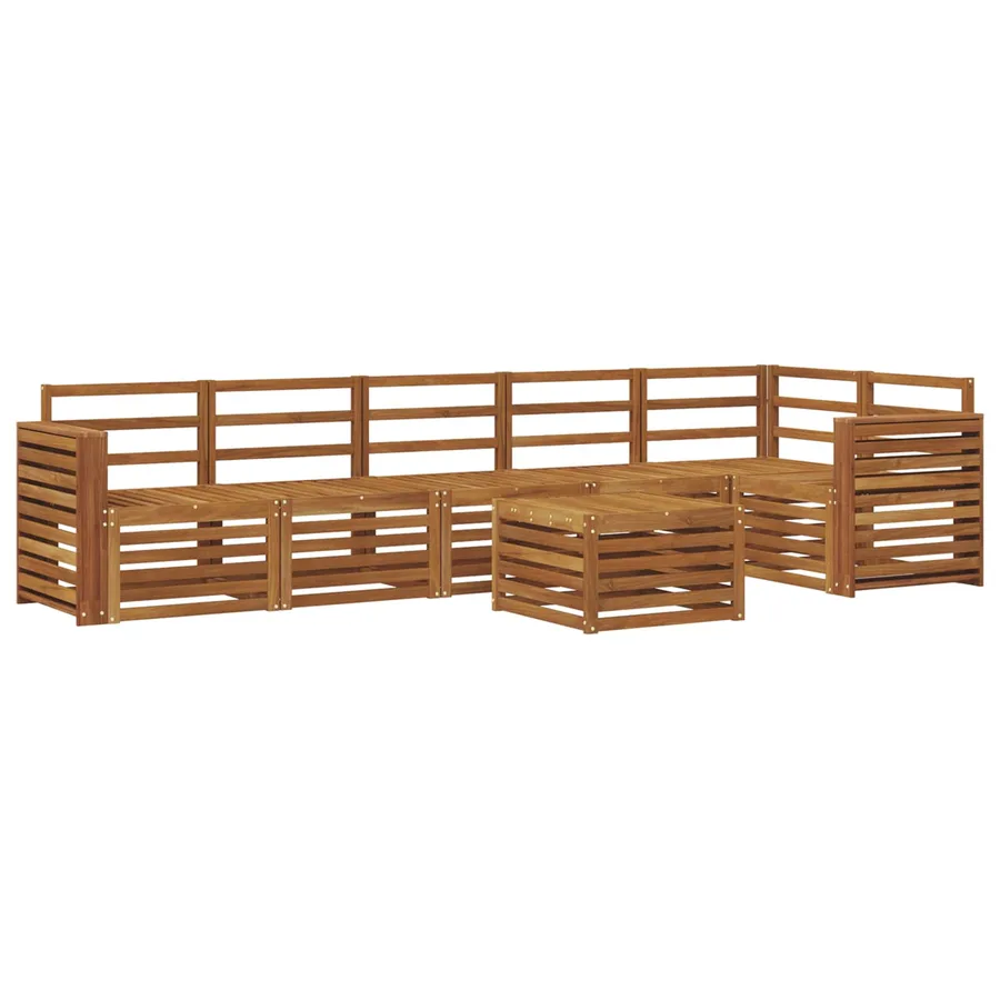 Ensemble de canapé d'angle 7 pcs Naturel Bois d'Acacia Massif - 2