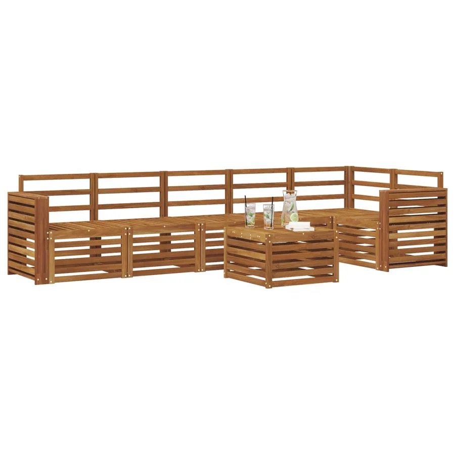 Ensemble de canapé d'angle 7 pcs Naturel Bois d'Acacia Massif - 3