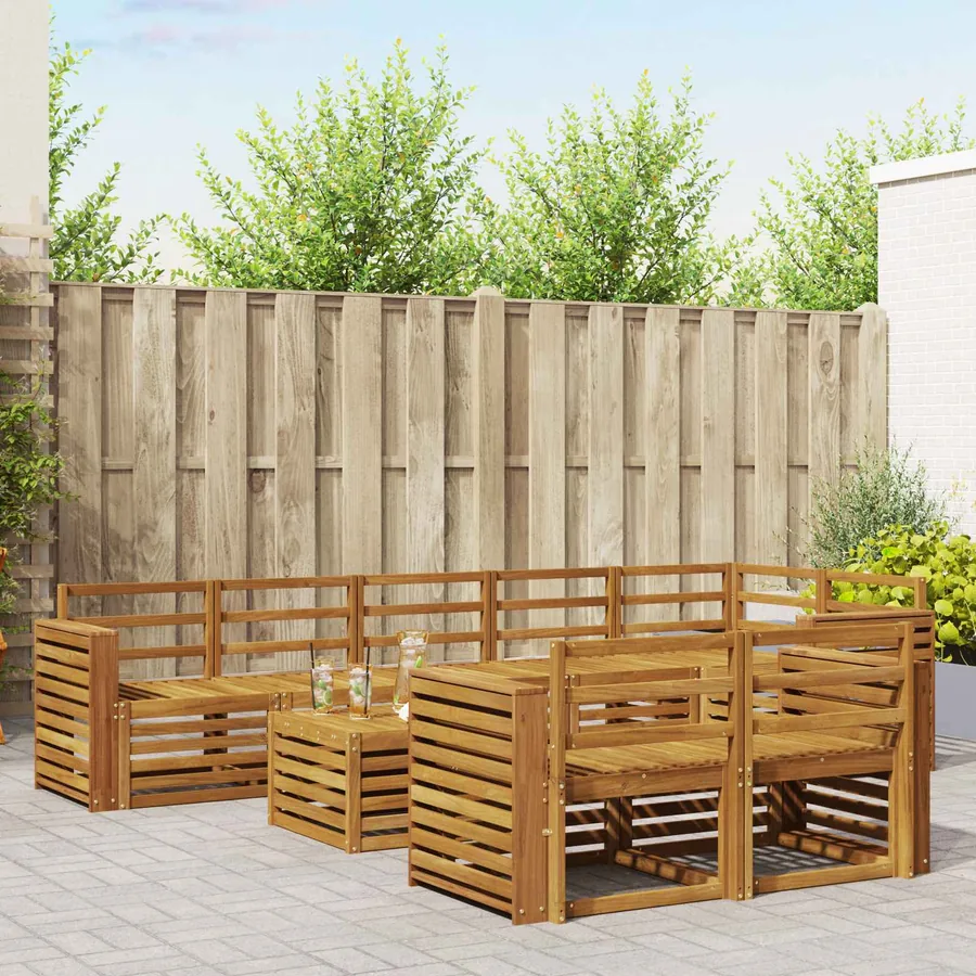 Ensembles de canapés 9 pcs Naturel Bois d'Acacia Massif