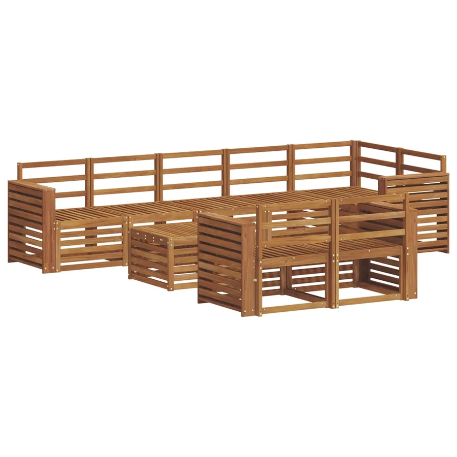 Ensembles de canapés 9 pcs Naturel Bois d'Acacia Massif - 2