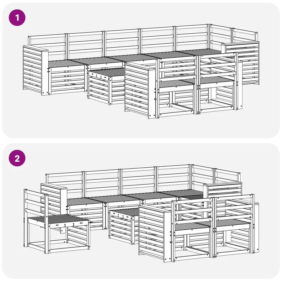 Ensembles de canapés 9 pcs Naturel Bois d'Acacia Massif - 9