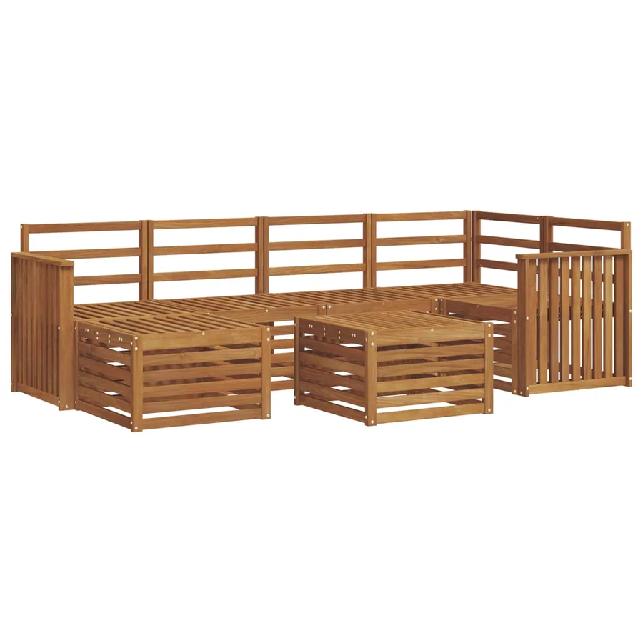 Ensemble de canapé d'angle 7 pcs Naturel Bois d'Acacia Massif - 2