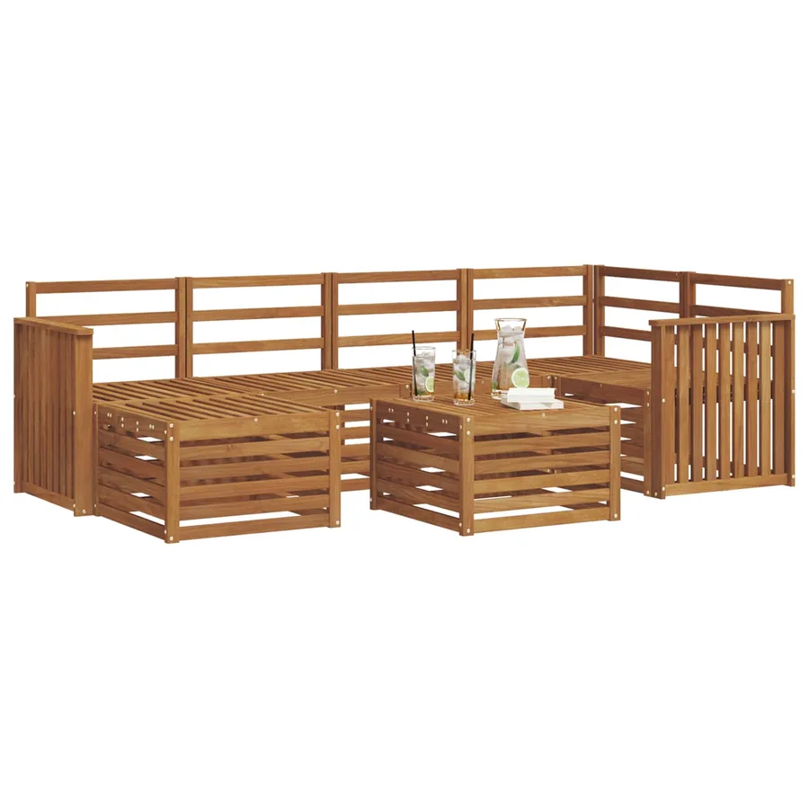 Ensemble de canapé d'angle 7 pcs Naturel Bois d'Acacia Massif - 3