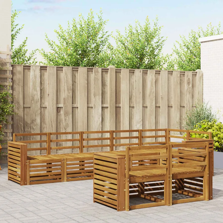 Ensembles de canapés 8 pcs Naturel Bois d'Acacia Massif
