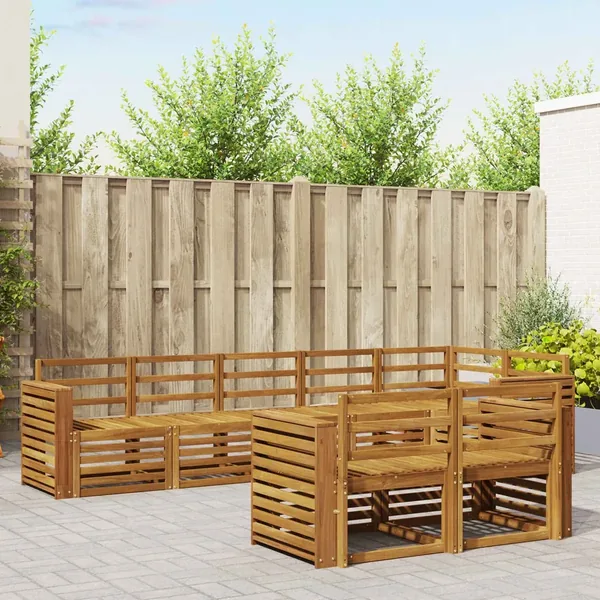 Ensembles de canapés 8 pcs Naturel Bois d'Acacia Massif