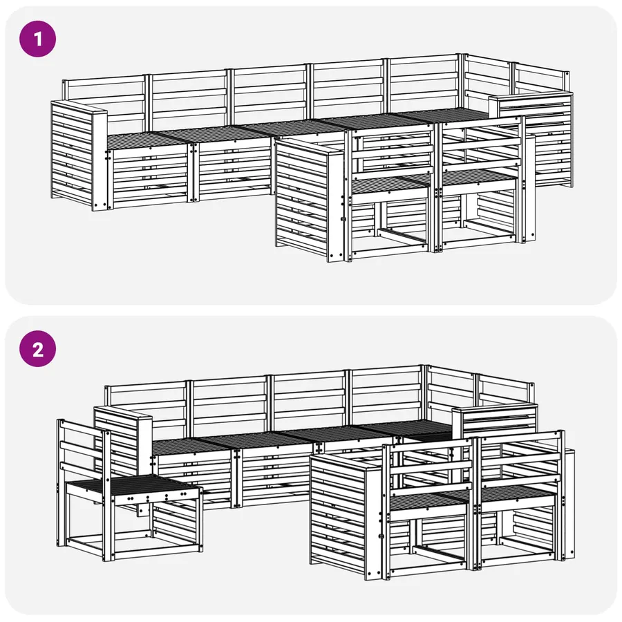 Ensembles de canapés 8 pcs Naturel Bois d'Acacia Massif - 6