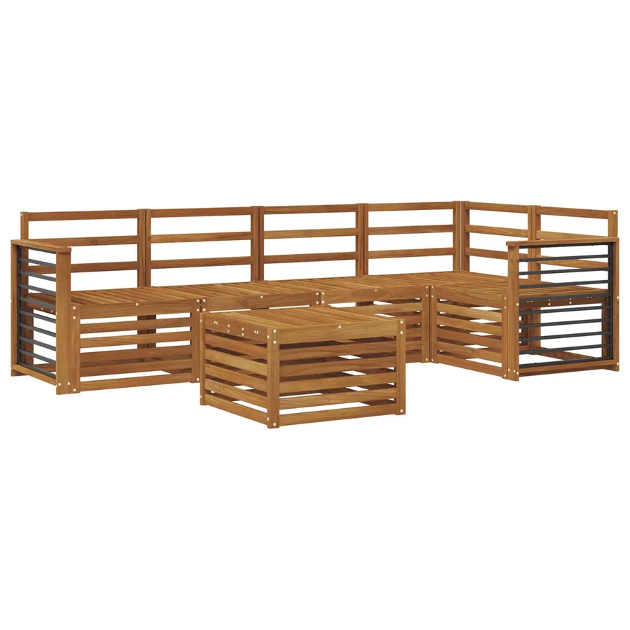 Ensemble de canapé d'angle 6 pcs Naturel Bois d'Acacia Massif - 2