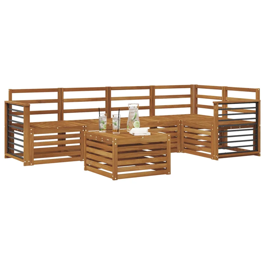 Ensemble de canapé d'angle 6 pcs Naturel Bois d'Acacia Massif - 3