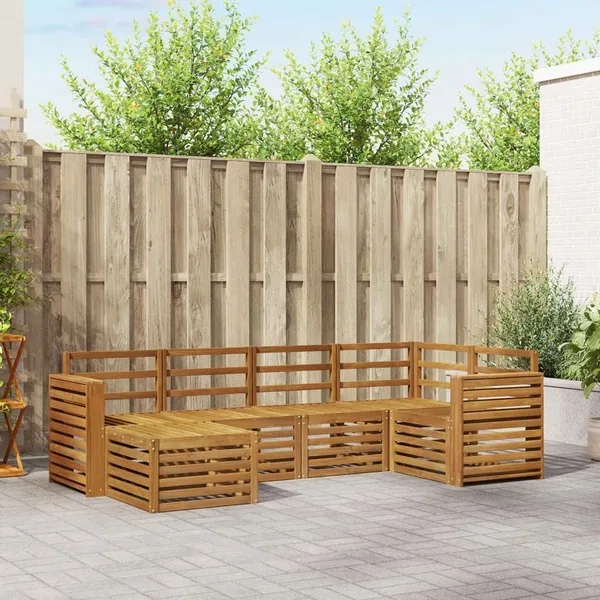 Ensemble de canapé d'angle 6 pcs Naturel Bois d'Acacia Massif