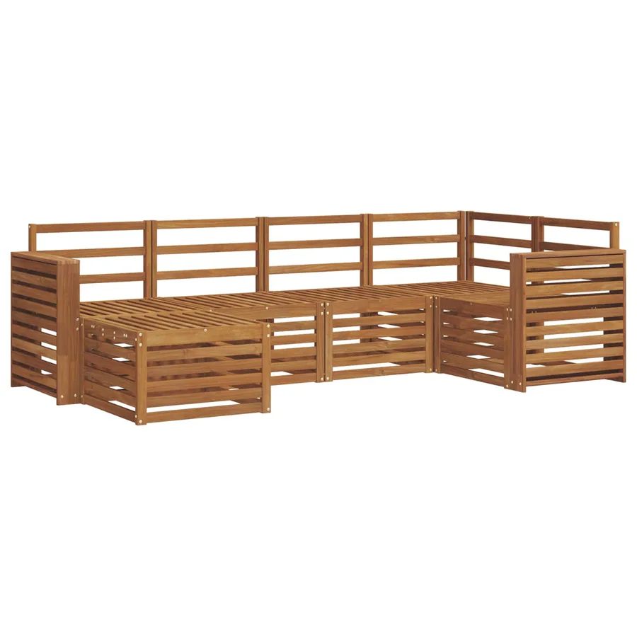 Ensemble de canapé d'angle 6 pcs Naturel Bois d'Acacia Massif - 2