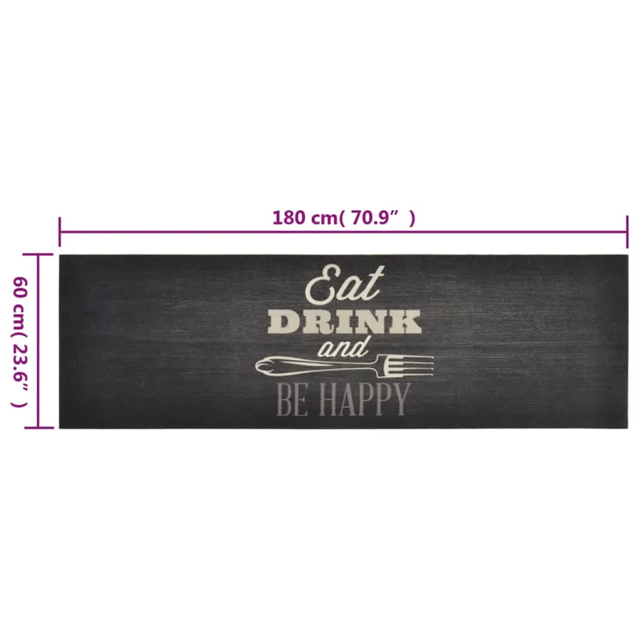 Tapis de cuisine lavable impression cuisine noir 60x180 cm - 5
