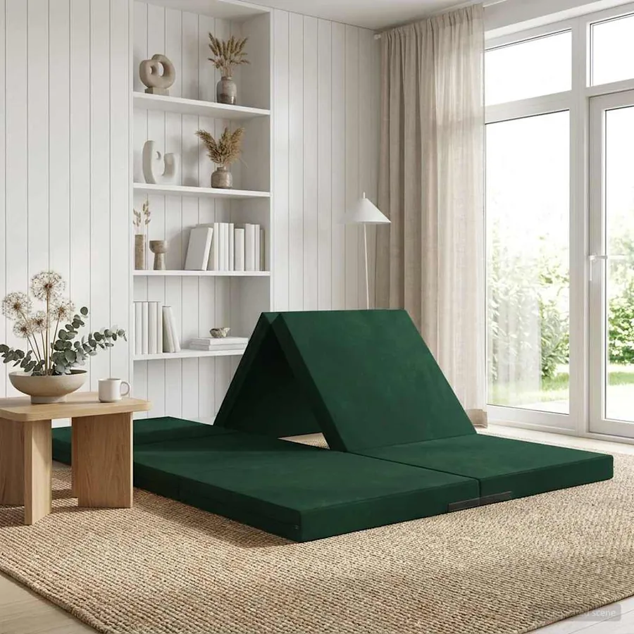 Canapé-lit pliable 140 x 67 x 45 cm Vert foncé
