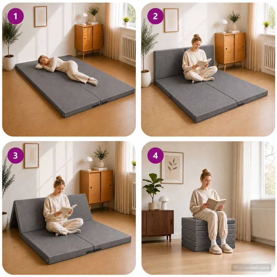 Canapé-lit pliable 140 x 67 x 45 cm Gris clair - 9