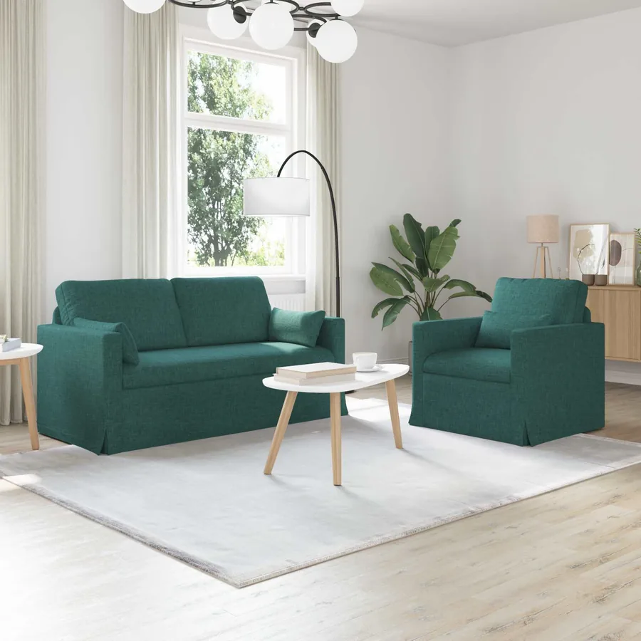 Ensemble de Canapés 2 pcs Vert foncé 158 x 78 x 80 cm tissu