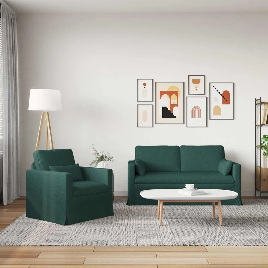 Ensemble de Canapés 2 pcs Vert foncé 158 x 78 x 80 cm tissu - 3