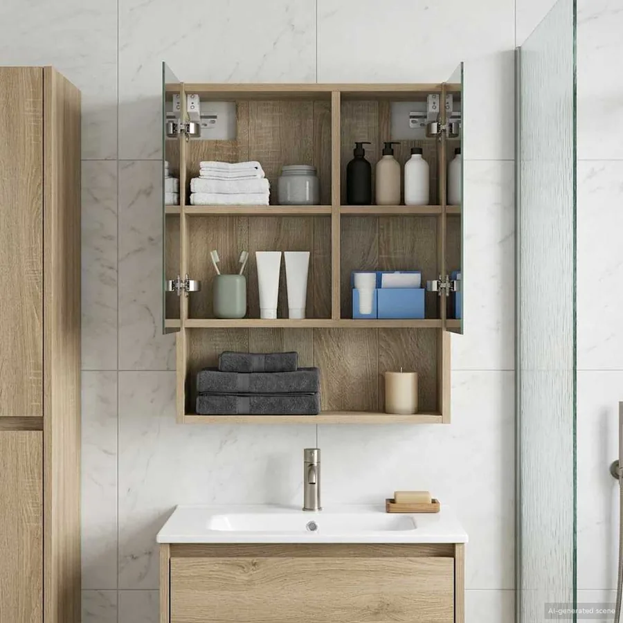 Armoire Miroir de Salle de Bain Chêne Sonoma 50 x 14,5 x 70 cm