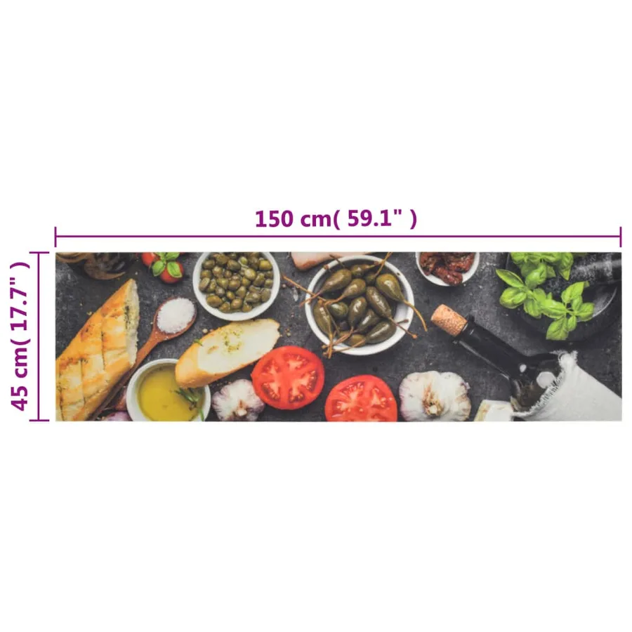 Tapis de cuisine lavable impression vin dîner 45x150 cm velours - 5